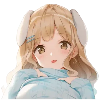 😛 anime girl, bunny ears, cute, kawaii, cartoon, illustration telegram sticker