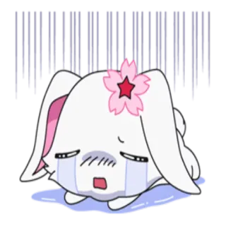 😵 traurig, Hase, weinend, Anime, kawaii, süß, Trauer, Tränen whatsapp sticker