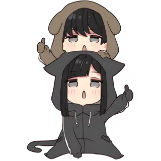 🔝 urocze, anime, chibi, zwierzęta, kreskówka whatsapp sticker