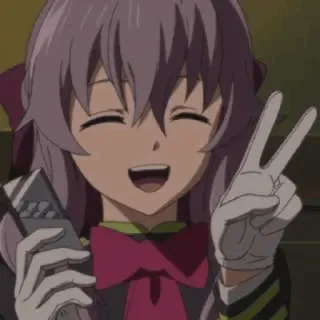 ♟ Anime, Mädchen, Friedenszeichen, Fröhlich, Lächelnd telegram sticker
