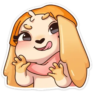 😜 sticker, fofo, cachorro, língua, kawaii, desenho animado whatsapp sticker