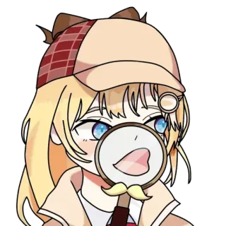 😮 Amelia Watson amelia watson, vtuber, hololive, anime girl, detective, magnifying glass, cute, kawaii whatsapp sticker