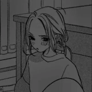 ⚓️ anime, manga, sad, girl, grayscale telegram sticker