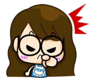 👆 MOM cartoon, angry, character, woman, glasses whatsapp sticker