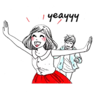 😊 Cartoon, Fröhlich, Paar, Anime, Mädchen, Junge telegram sticker