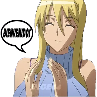 👆 BIENVENIDOS anime, welcome, greeting, woman, cartoon telegram sticker