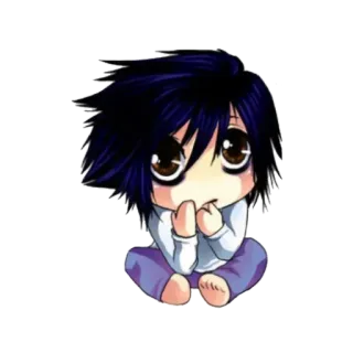 🥺 L Lawliet Death Note L Lawliet, Death Note, Anime, Manga, Personaggio, Detective, Chibi telegram sticker