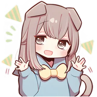 🙌 动漫, 卡哇伊, Q版, 狗, 可爱, 卡通, 女孩, 贴纸 whatsapp sticker