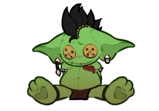 🎎 yêu tinh, quái vật, dễ thương, đồ chơi, xanh lá cây telegram sticker