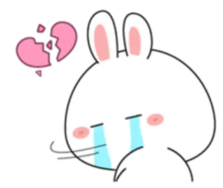 🔞 lapin, triste, pleurs, coeur brisé, larmes, dessin animé, mignon telegram sticker