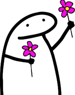 🌷 strichmännchen, blume, rosa, cartoon telegram sticker