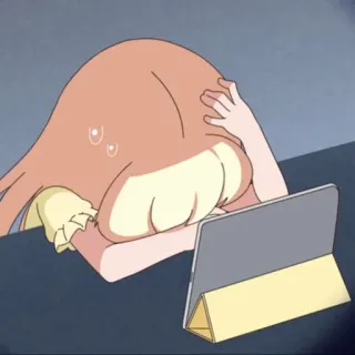 😓 Anime, Mädchen, müde, traurig, Tablet, Computer whatsapp sticker