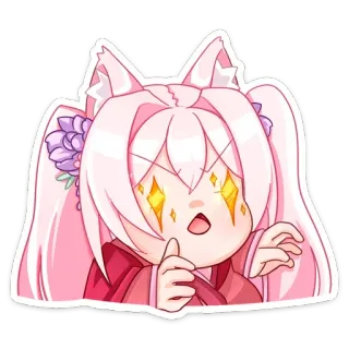 🤩 Anime, Mangá, Bonito, Kawaii, Garota raposa, Kemonomimi, Chibi, Adesivo telegram sticker