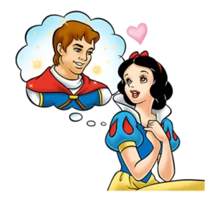 💖 Snow White Snow White and the Seven Dwarfs princess, love, disney, cartoon, prince, fairy tale telegram sticker