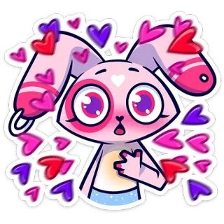 🥰 dessin animé, lapin, mignon, kawaii, coeurs, amour, rose telegram sticker