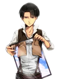 😐 Levi Ackerman Attack on Titan anime, character, manga, levi, attack on titan, cartoon telegram sticker