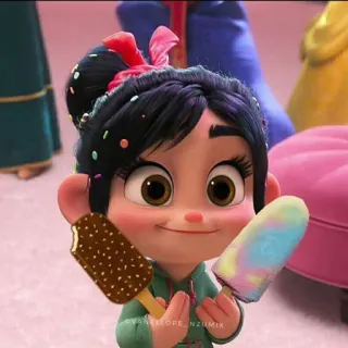 🦋 Vanellope von Schweetz Wreck-It Ralph vanellope, wreck-it ralph, disney, cartoon, ice cream, candy, girl, character whatsapp sticker