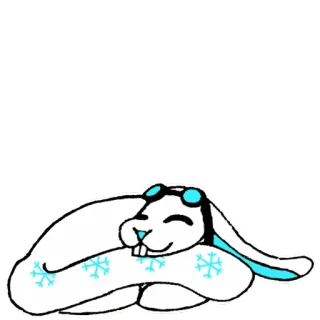 😋 bunny, sleeping, snowflakes, cute, animal, winter telegram sticker