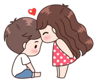 😘 dessin animé, amour, romance, baiser, couple, coeur telegram sticker