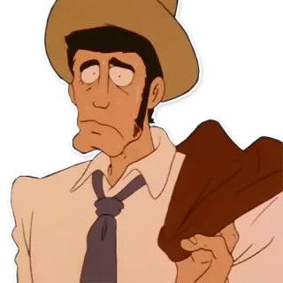 😰 Lupin Люпен III, Аниме, Мультфильм, Персонаж, Шляпа, Галстук whatsapp sticker