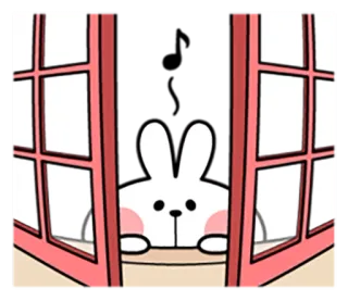 🎶 conejo, ventana, lindo, animal, dibujos animados, conejito whatsapp sticker