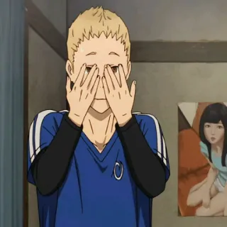 🙈 anime, postać, portret, wewnątrz, kreskówka, blond włosy telegram sticker