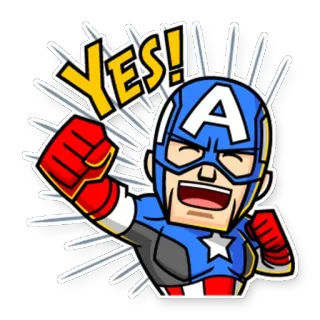 👍 Captain America YES! Captain America, superhero, Marvel, komik, ya, kegembiraan, perayaan telegram sticker