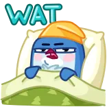 😑 WAT penguin, mengantuk, apa?, malas, kartun, lelah, tempat tidur telegram sticker