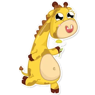 🌷 ยีราฟ, สัตว์, การ์ตูน, น่ารัก, ดอกไม้, สีเหลือง telegram sticker