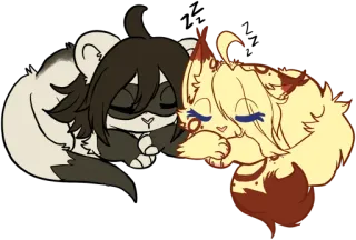 🛏 animal, cute, cartoon, sleeping, cuddling, chibi telegram sticker