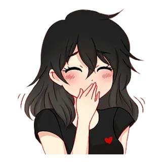 ☺️ Anime, Ragazza, Arrossire, Carino, Cuore, Adesivo whatsapp sticker