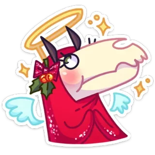 😇 dessin animé, cheval, ange, noël, auréole, animal, mignon whatsapp sticker