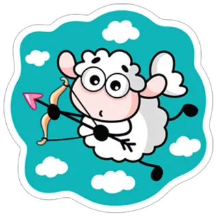 😊 sheep, arrow, bow, cute, animal, sticker whatsapp sticker
