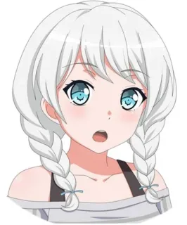 😯 Anime, Garota, Personagem, Cabelo branco, Olhos azuis telegram sticker