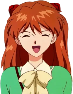 😄 Asuka Langley Neon Genesis Evangelion Anime, Karakter, Senyum, Senang, Gadis telegram sticker