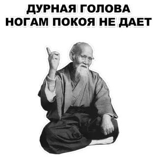 ☝ ДУРНАЯ ГОЛОВА НОГАМ ПОКОЯ НЕ ДАЕТ old man, wisdom, joke, russian, saying telegram sticker