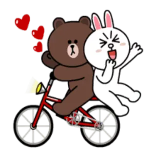 🚲 мультфильм, медведь, кролик, велосипед, любовь, милый whatsapp sticker