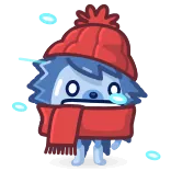 🥶 卡通, 角色, 冬天, 冷, 围巾, 帽子, 难过, 哭 telegram sticker