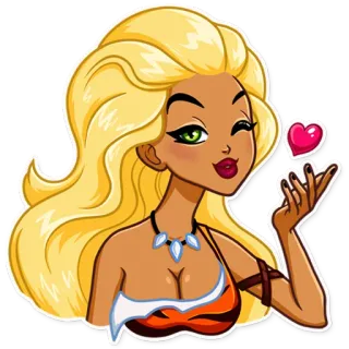 😘 femme, dessin animé, cœur, amour, clin d'œil whatsapp sticker