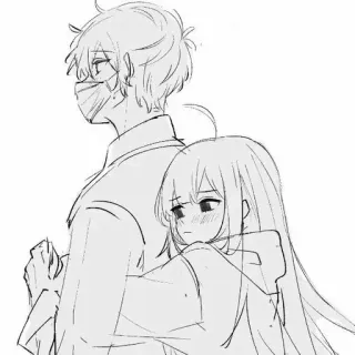 🖤 Anime, Coppia, Abbraccio, Carino, Disegno telegram sticker
