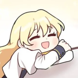 🥡 Anime, Garota, Fofa, Chibi, Cabelo loiro, Corando telegram sticker