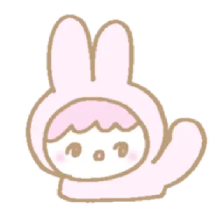 🖐 กระต่าย, น่ารัก, คาวาอิ, การ์ตูน, ตัวการ์ตูน, สีชมพู telegram sticker