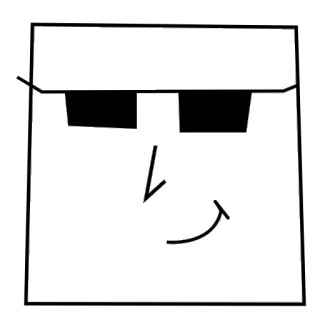 😎 lunettes de soleil, visage carré, dessin animé, simple, blanc telegram sticker