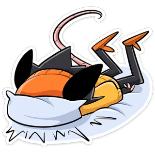 ⭐ cartone animato, topo, sdraiato, rilassante, cuscino, animale telegram sticker