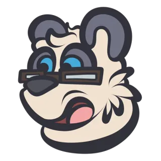 😄 cartoon, bear, glasses, animal, furry, head, sticker telegram sticker