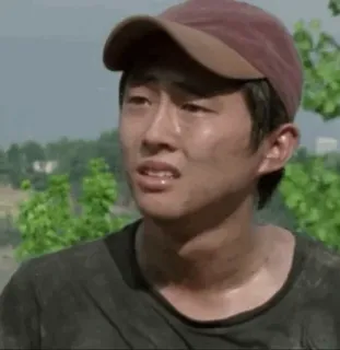 😢 Glenn Rhee The Walking Dead Glenn, Zombie, TV, Czapka z daszkiem, Strach telegram sticker