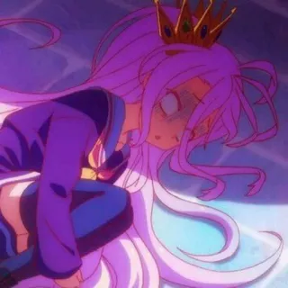 😱 Shiro No Game No Life Anime, Cô gái, Vương miện, Tóc tím, Lo lắng, Shiro, No Game No Life whatsapp sticker