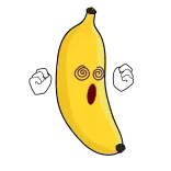 😵 Banane, Cartoon, lustig, Frucht, schwindelig, verrückt telegram sticker