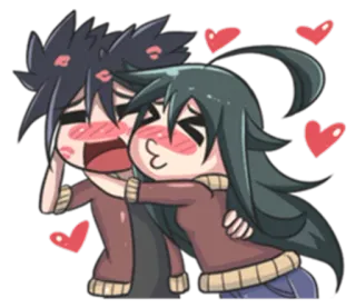 😘 cartoon, love, hearts, couple, hug, romance telegram sticker