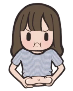 😕 Dibujo animado, Chica, Enojada, Irritada, Chibi telegram sticker
